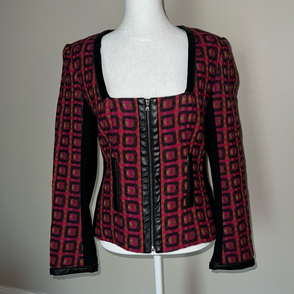 Yoana Baraschi Pink and Black Square Pattern Jacket